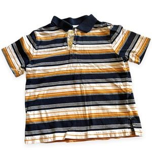 Faded Glory 4T Striped Orange, Navy, Gray, and Cream Shortsleeved Polo PLAY